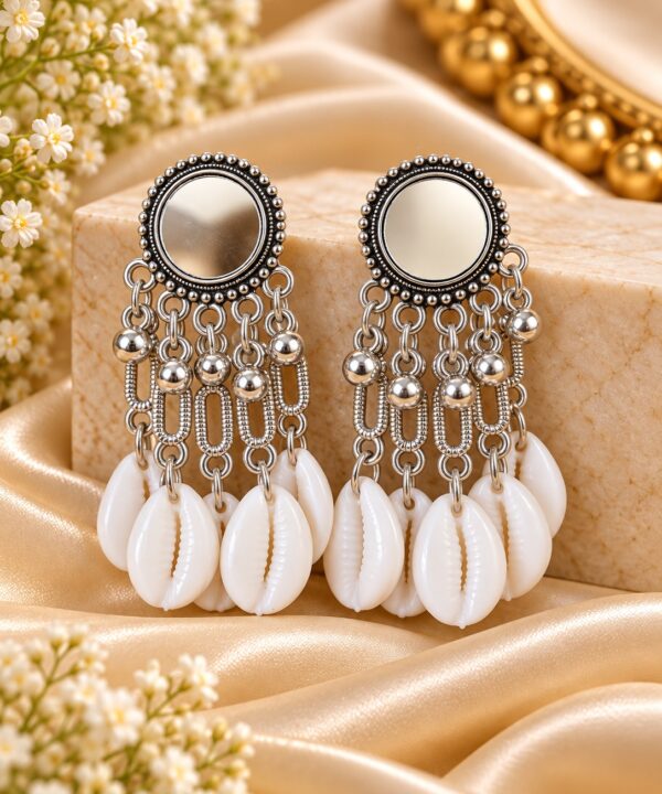 Silver-Tone Cowrie Shell Dangle Earrings