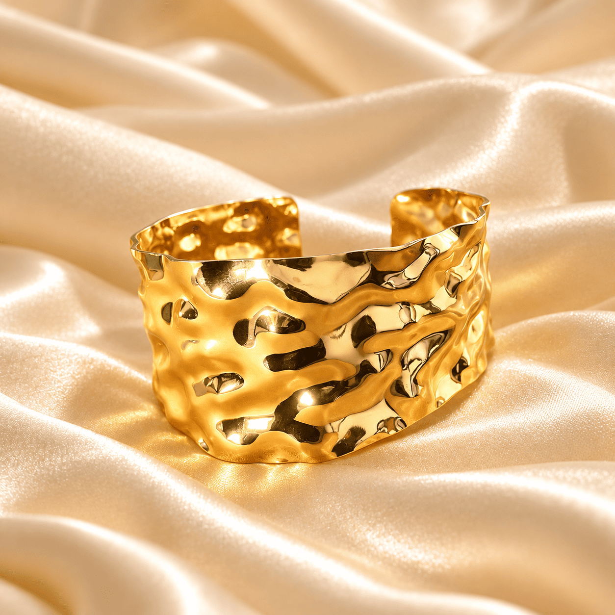 Textured Gold Statement Cuff Bracelet