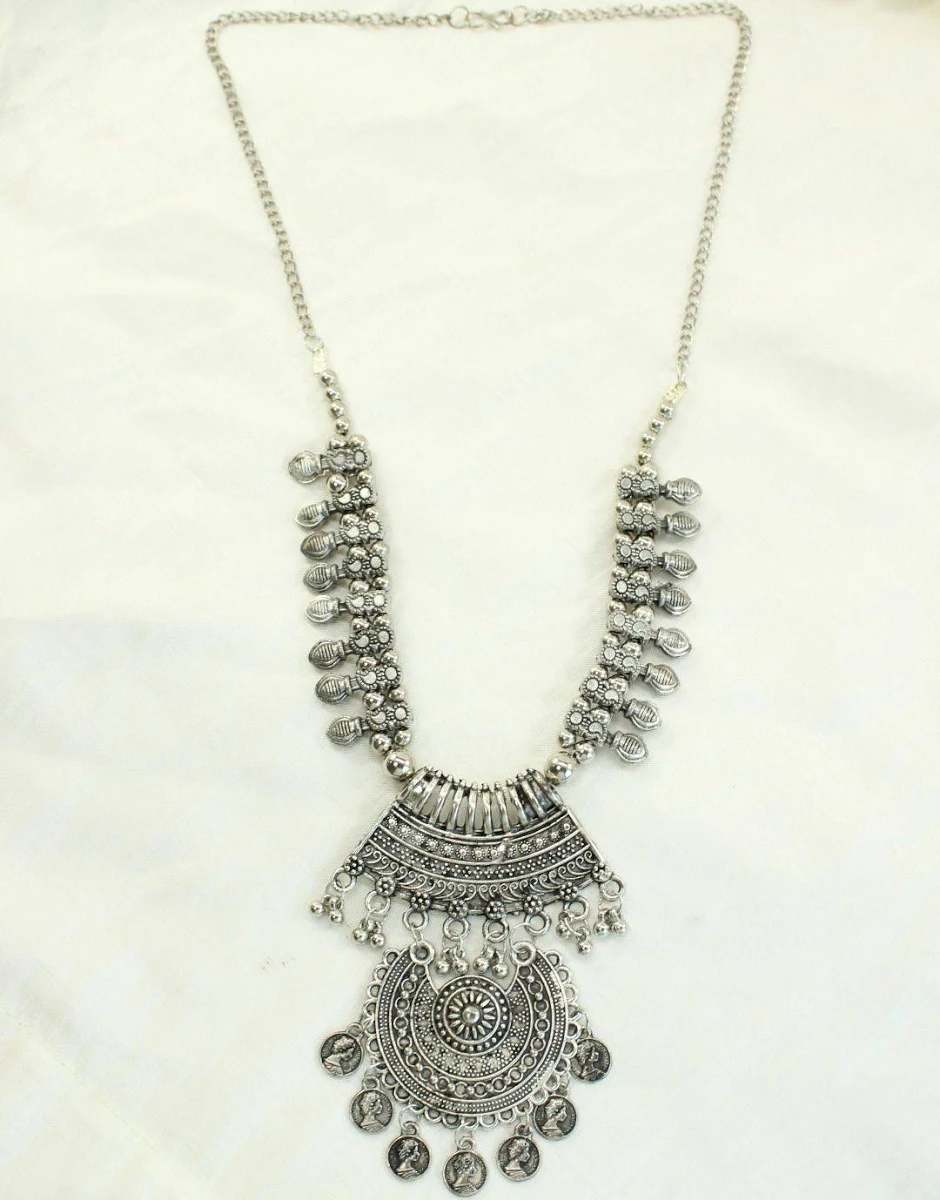 Vintage Oxidised Silver Necklace for Women