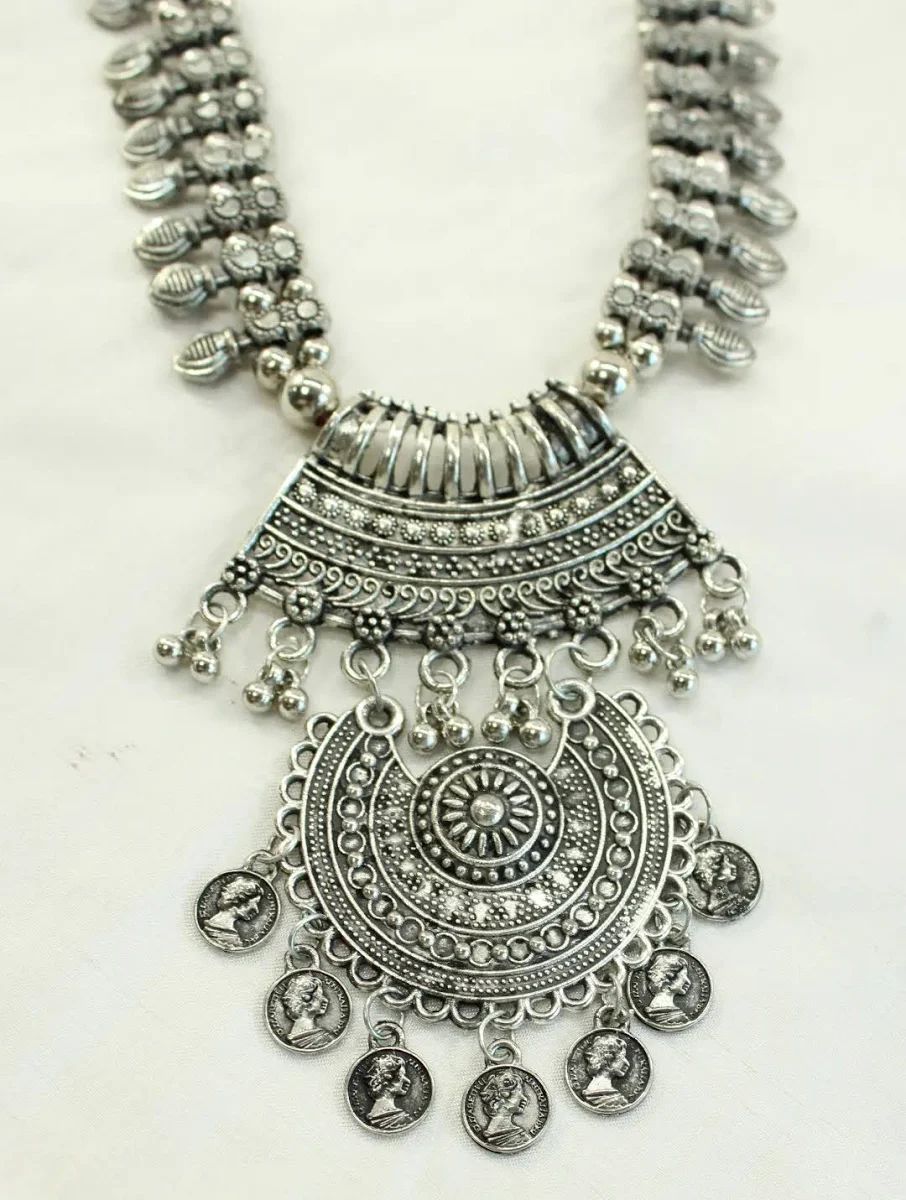 Vintage Oxidised Silver Necklace for Women